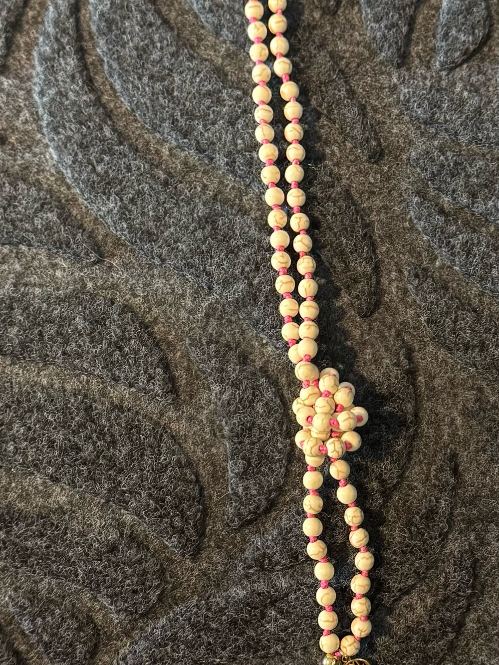 Lilly Pulitzer Cream and Pink Beaded Knot Necklace